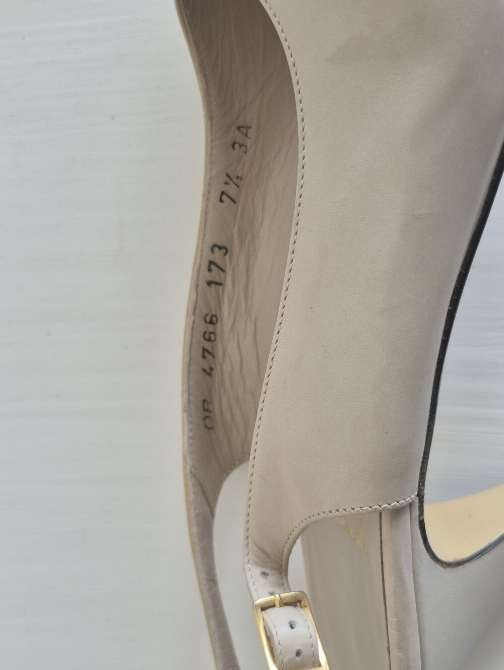 Salvatore Ferragamo Two-Tone Beige & Cream Peep-Toe Slingback Heels - Picture 12 of 12